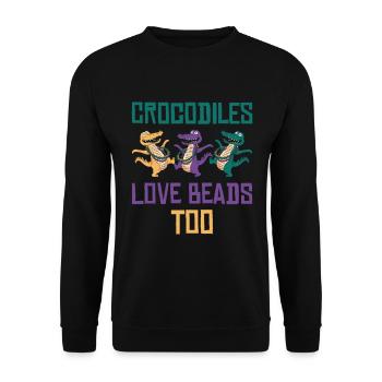 Mardi Gras Carnival Crocodile Beads Wildlife - Unisex Sweatshirt - black - Front - Alina (178cm) & Michal (187cm)