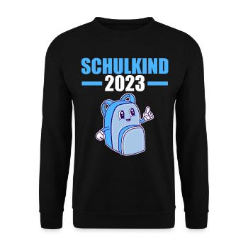 Schulkind 2023 Schulbeginn Einschulung - Unisex Pullover - Schwarz - Vorne - Alina (178cm) & Michal (187cm)