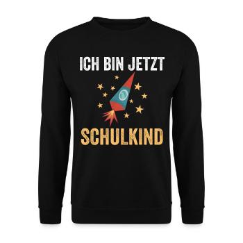 Schulkind Schulbeginn Erste Klasse Rakete Einschul - Unisex Pullover - Schwarz - Vorne - Alina (178cm) & Michal (187cm)