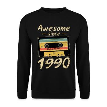 1990 Geburtstag 1990 Geboren Geburtstagsgeschenk - Unisex Pullover - Schwarz - Vorne - Alina (178cm) & Michal (187cm)