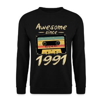 1991 Anniversaire 1991 Né Cadeau d’anniversaire - Sweat-shirt Unisexe - noir - Devant - Alina (178cm) & Michal (187cm)