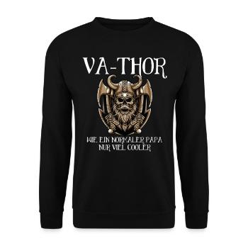 Herren Vatertagsgeschenk Vathor Papa Vater - Unisex Pullover - Schwarz - Vorne - Alina (178cm) & Michal (187cm)