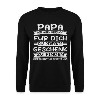 Papa und Vater Motiv, Lustiger Spruch, Vatertag - Unisex Pullover - Schwarz - Vorne - Alina (178cm) & Michal (187cm)