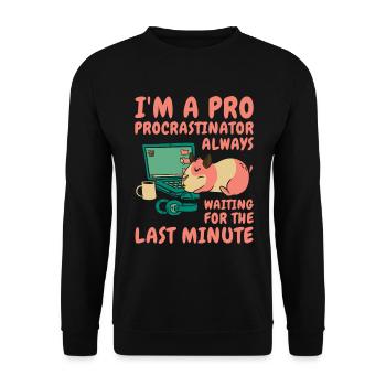 Procrastinating Hamster Procrastinator Time Pet - Unisex Sweatshirt - black - Front - Alina (178cm) & Michal (187cm)
