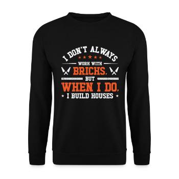 Bricklayer Brick Mason Masonry - Unisex Sweatshirt - black - Front - Alina (178cm) & Michal (187cm)