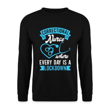 Correctional Nurse Nursing Correction Officer - Unisex Sweatshirt - black - Front - Alina (178cm) & Michal (187cm)