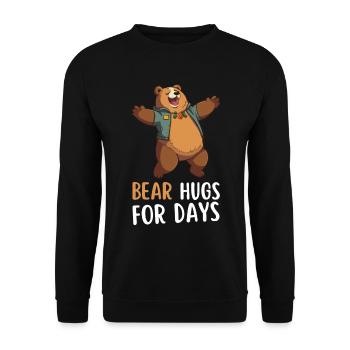 "Bear Hugs For Days" - Funny saying with a bear - Unisex Sweatshirt - black - Front - Alina (178cm) & Michal (187cm)