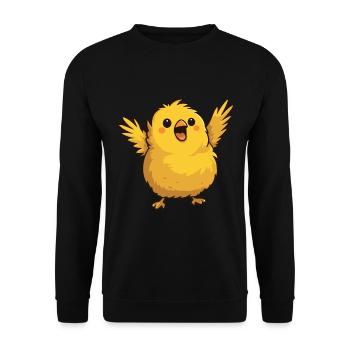 Mignon oiseau de dessin animé jaune pour petits et grands - Sweat-shirt Unisexe - noir - Devant - Alina (178cm) & Michal (187cm)