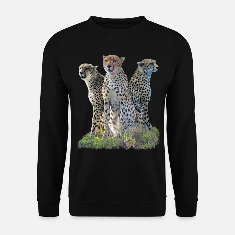 3 Geparden - Gepard - Raubkatze - Katze - Afrika - Unisex Pullover - Schwarz