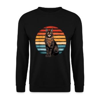 Maine Coon Cat Vintage Sunset Retro Kitten Cat - Unisex Sweatshirt - black - Front - Alina (178cm) & Michal (187cm)