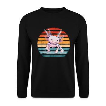Axolotl Cute Kawaii Vintage Axolotl Retro - Unisex Sweatshirt - black - Front - Alina (178cm) & Michal (187cm)