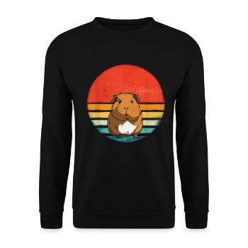 Guinea Pig Retro Pet Animal Lover Vintage Guinea - Unisex Sweatshirt - black - Front - Alina (178cm) & Michal (187cm)