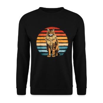 Maine Coon Cat Vintage Sunset Retro Kitten Cat - Unisex Sweatshirt - black - Front - Alina (178cm) & Michal (187cm)