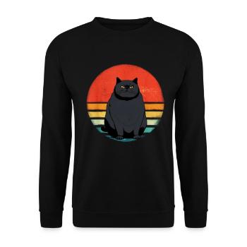 Fat Cat Vintage Cat Retro Cat Propriétaire - Sweat-shirt Unisexe - noir - Devant - Alina (178cm) & Michal (187cm)