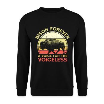 Weltnaturschutztag Retro-Bison Wildlife Tierschutz - Unisex Pullover - Schwarz - Vorne - Alina (178cm) & Michal (187cm)