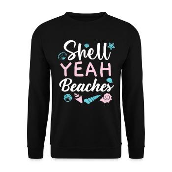 Shell Yeah Beaches Muschelsammlung Beachcombing - Unisex Pullover - Schwarz - Vorne - Alina (178cm) & Michal (187cm)