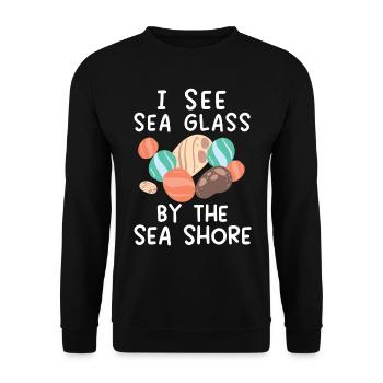 I see sea glass beachcombing on the coast - Unisex Sweatshirt - black - Front - Alina (178cm) & Michal (187cm)