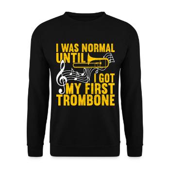 Posaune Trombone - Unisex Pullover - Schwarz - Vorne - Alina (178cm) & Michal (187cm)