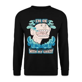 Comic, Comic Strips, Crazy Man, Funny Saying - Unisex Sweatshirt - black - Front - Alina (178cm) & Michal (187cm)