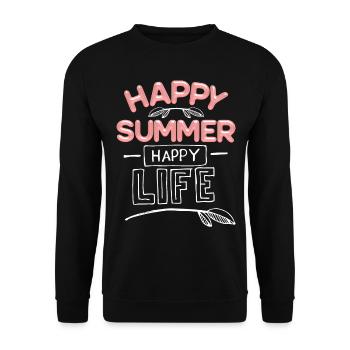 Summer Summer, Happy-Summer Saying - Unisex Sweatshirt - black - Front - Alina (178cm) & Michal (187cm)
