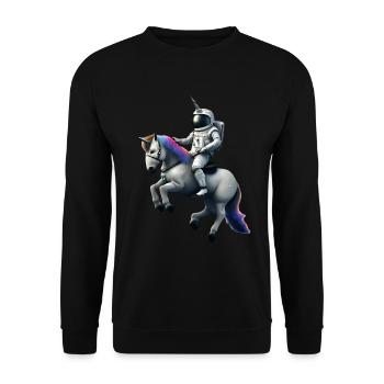 Astronaut on unicorn with unicorn helmet - Unisex Sweatshirt - black - Front - Alina (178cm) & Michal (187cm)