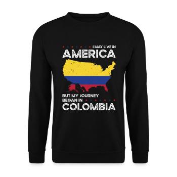 Né: Colombien, Colombien, Américain, États-Unis - Sweat-shirt Unisexe - noir - Devant - Alina (178cm) & Michal (187cm)