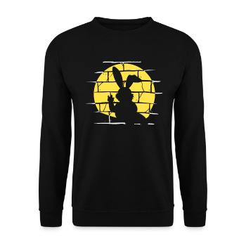 Ostern Metalhead-Hase Rockmusik-Hase - Unisex Pullover - Schwarz - Vorne - Alina (178cm) & Michal (187cm)