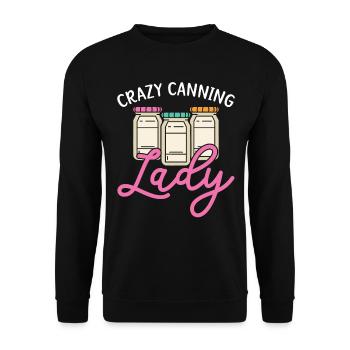 Crazy Canning Lady Konservenbehälter Konserven - Unisex Pullover - Schwarz - Vorne - Alina (178cm) & Michal (187cm)
