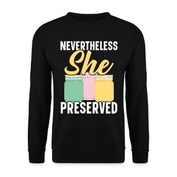 Sie hat trotzdem konserviert Lebensmittelkonserven - Unisex Pullover - Schwarz - Vorne - Alina (178cm) & Michal (187cm)