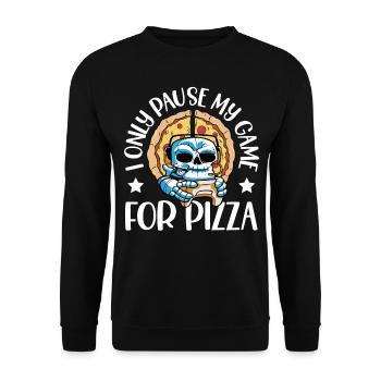 I'm pausing my game only for Pizza Eater - Unisex Sweatshirt - black - Front - Alina (178cm) & Michal (187cm)