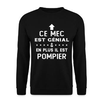 Ce mec est génial cadeau pompier humour - Sweat-shirt Unisexe - noir - Devant - Alina (178cm) & Michal (187cm)