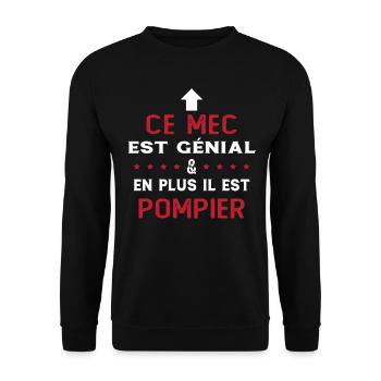 Ce mec est génial cadeau pompier humour - Sweat-shirt Unisexe - noir - Devant - Alina (178cm) & Michal (187cm)