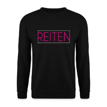 Reiten Schriftzug - Unisex Pullover - Schwarz - Vorne - Alina (178cm) & Michal (187cm)