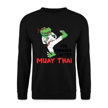 Muay Thai Coach Kickboxing Instructor Funny - Unisex Sweatshirt - black - Front - Alina (178cm) & Michal (187cm)