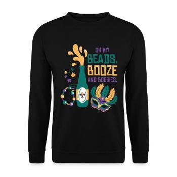 Mardi Gras Karneval Maske Bier Perlen Tölpel - Unisex Pullover - Schwarz - Vorne - Alina (178cm) & Michal (187cm)
