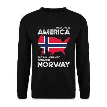 Geboren Norwegisch Norwegen Amerikanisch USA - Unisex Pullover - Schwarz - Vorne - Alina (178cm) & Michal (187cm)
