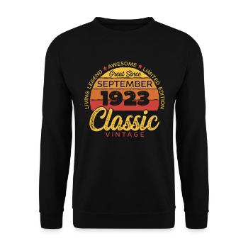 Retro 100 Years September 1923 Birthday Vintage - Unisex Sweatshirt - black - Front - Alina (178cm) & Michal (187cm)