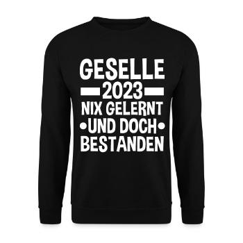 Handwerker Gesellenprüfung 2023 Gesellenbrief Ges - Unisex Pullover - Schwarz - Vorne - Alina (178cm) & Michal (187cm)