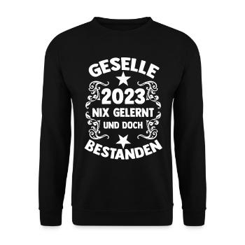 Handwerker Gesellenprüfung 2023 Gesellenbrief Ges - Unisex Pullover - Schwarz - Vorne - Alina (178cm) & Michal (187cm)