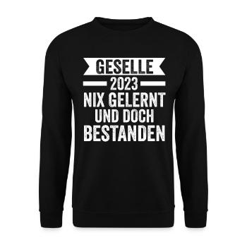 Handwerker Gesellenprüfung 2023 Gesellenbrief Ges - Unisex Pullover - Schwarz - Vorne - Alina (178cm) & Michal (187cm)
