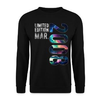 Limited Edition 2008 März Geburtstag Nordlichter - Unisex Pullover - Schwarz - Vorne - Alina (178cm) & Michal (187cm)