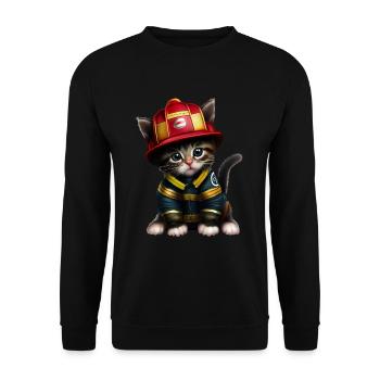 Fire Brigade Cat - Unisex Sweatshirt - black - Front - Alina (178cm) & Michal (187cm)