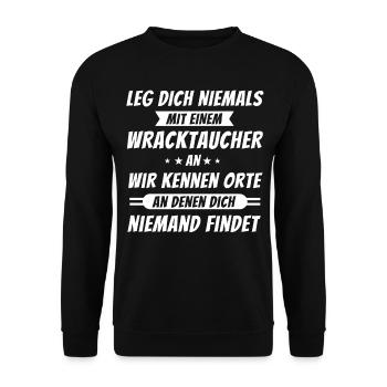 Wracktauchen Tauchen Wracktaucher Geschenk - Unisex Pullover - Schwarz - Vorne - Alina (178cm) & Michal (187cm)