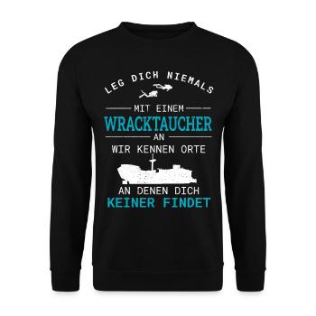 Wracktauchen Tauchen Wracktaucher Geschenk - Unisex Pullover - Schwarz - Vorne - Alina (178cm) & Michal (187cm)