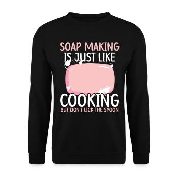 Making soap is like cooking, don't leak the hole - Unisex Sweatshirt - black - Front - Alina (178cm) & Michal (187cm)