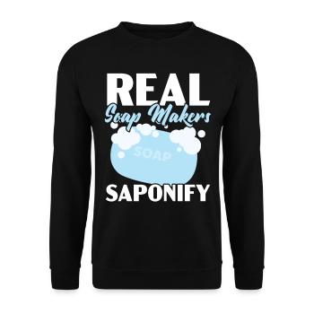 Real soap makers Saponify soaping soap barley - Unisex Sweatshirt - black - Front - Alina (178cm) & Michal (187cm)