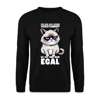 Lustige Grump Cat - Ich Hab Das Schon Verstanden - Unisex Pullover - Schwarz - Vorne - Alina (178cm) & Michal (187cm)
