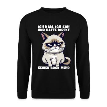 Ich Kam Ich Sah Und Hatte Direkt Keinen Bock Mehr - Unisex Pullover - Schwarz - Vorne - Alina (178cm) & Michal (187cm)