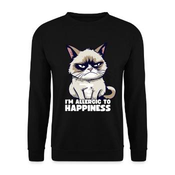 Grump Cat - I'm Allergic To Happiness Sarcasm - Unisex Sweatshirt - black - Front - Alina (178cm) & Michal (187cm)