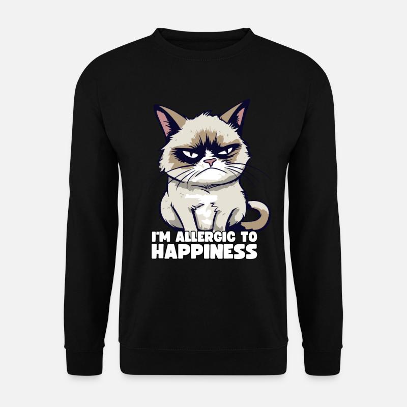 Grump Cat - I'm Allergic To Happiness Sarkasmus - Unisex Pullover - Schwarz
